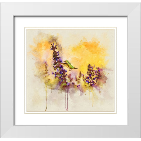 Bird 50 Watercolor White Modern Wood Framed Art Print with Double Matting by Lee, Rachel