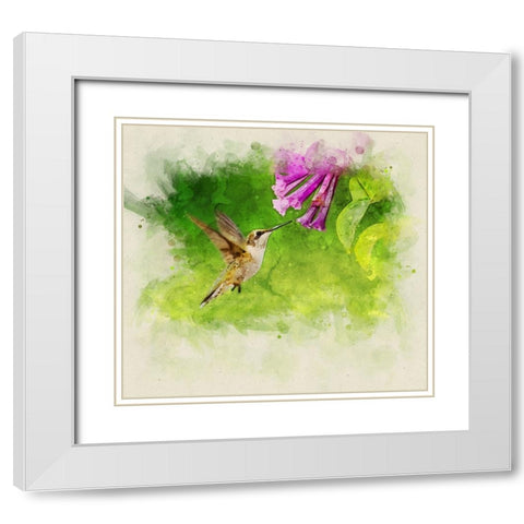 Bird 7 Watercolor White Modern Wood Framed Art Print with Double Matting by Lee, Rachel