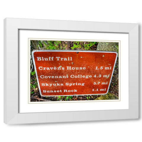 Bluff Trail Sign White Modern Wood Framed Art Print with Double Matting by Lee, Rachel