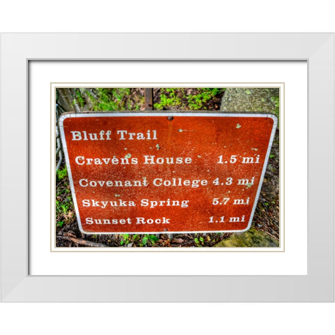 Bluff Trail Sign White Modern Wood Framed Art Print with Double Matting by Lee, Rachel