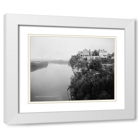 Bluffs of TN River Chattanooga 1917 White Modern Wood Framed Art Print with Double Matting by Lee, Rachel