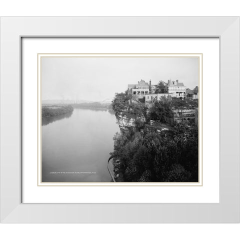 Bluffs of TN River Chattanooga 1917 White Modern Wood Framed Art Print with Double Matting by Lee, Rachel