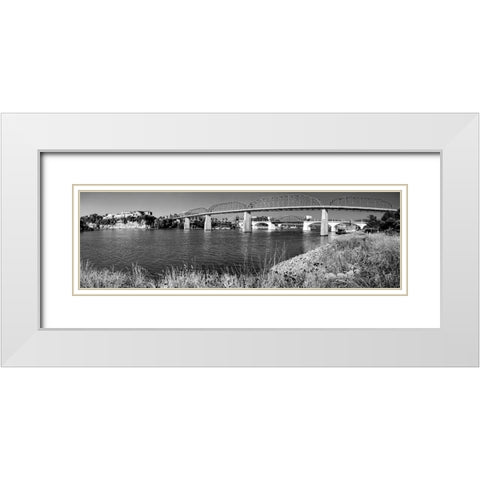 Bridge Poppies BW White Modern Wood Framed Art Print with Double Matting by Lee, Rachel