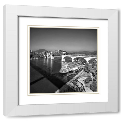 Bridge To Lookout BW White Modern Wood Framed Art Print with Double Matting by Lee, Rachel