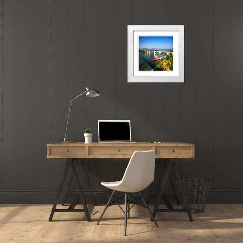 Bridge To Lookout Color White Modern Wood Framed Art Print with Double Matting by Lee, Rachel
