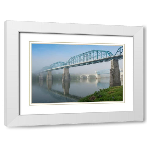Bridges Soft White Modern Wood Framed Art Print with Double Matting by Lee, Rachel