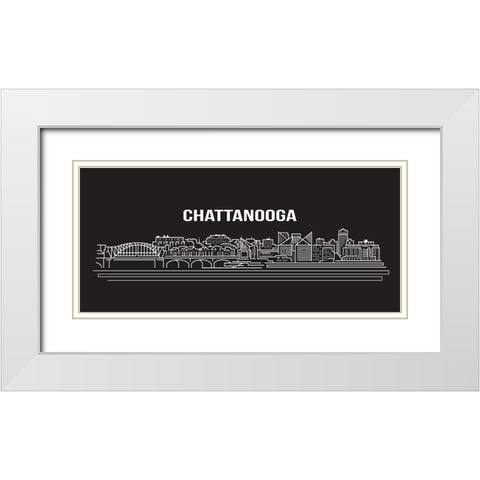 Chattanooga Abstract Drawing White Modern Wood Framed Art Print with Double Matting by Lee, Rachel