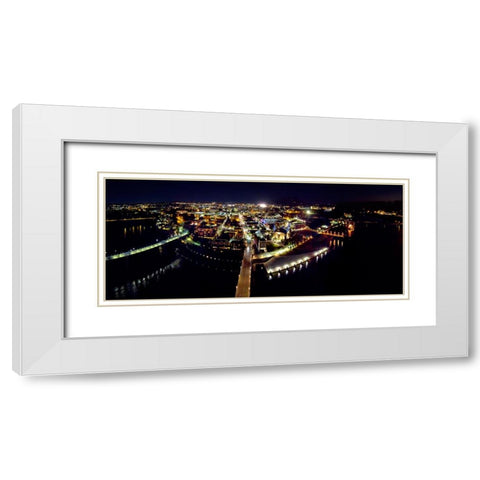 Chattanooga Night Aerial White Modern Wood Framed Art Print with Double Matting by Lee, Rachel