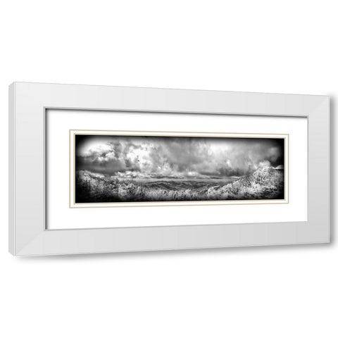 Cherohala Pano BW Holga White Modern Wood Framed Art Print with Double Matting by Lee, Rachel
