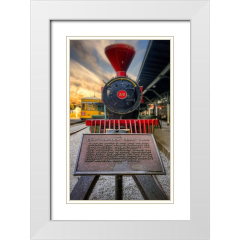 Choo Choo And Plaque White Modern Wood Framed Art Print with Double Matting by Lee, Rachel
