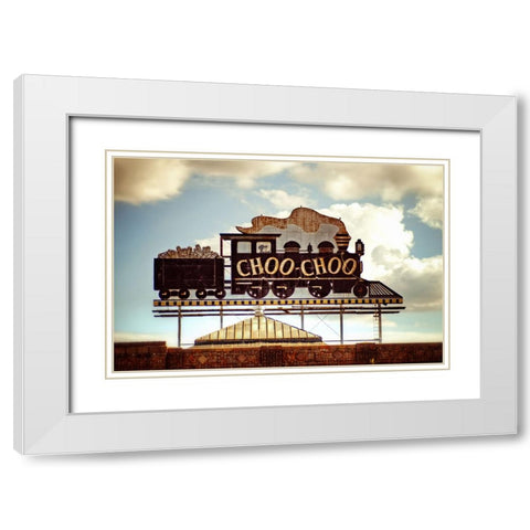 Choo Choo Glory White Modern Wood Framed Art Print with Double Matting by Lee, Rachel