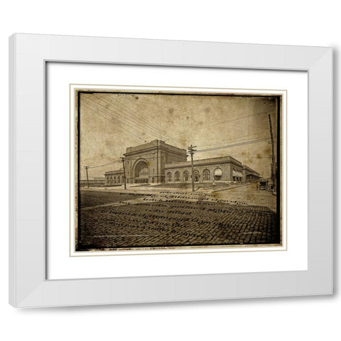 Choo Choo Hotel Antique with Lyrics White Modern Wood Framed Art Print with Double Matting by Lee, Rachel