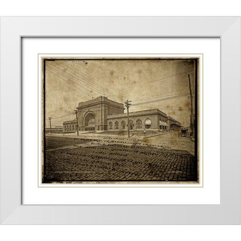 Choo Choo Hotel Antique with Lyrics White Modern Wood Framed Art Print with Double Matting by Lee, Rachel