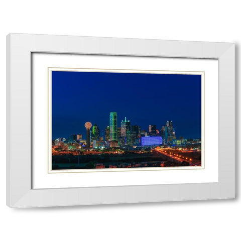 Cityscape Dallas White Modern Wood Framed Art Print with Double Matting by Lee, Rachel