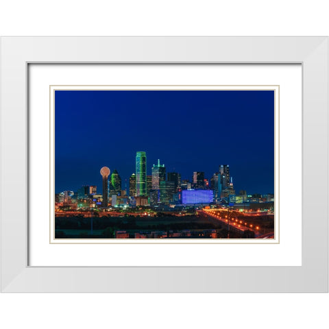 Cityscape Dallas White Modern Wood Framed Art Print with Double Matting by Lee, Rachel