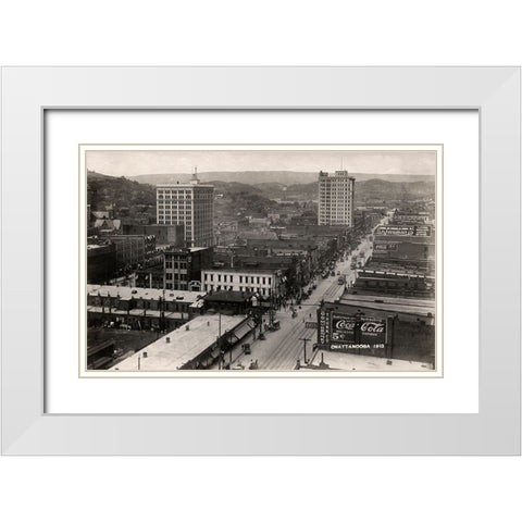 Downtown Chattanooga 1913 White Modern Wood Framed Art Print with Double Matting by Lee, Rachel