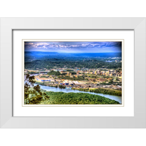 Downtown From Lookout 2 White Modern Wood Framed Art Print with Double Matting by Lee, Rachel