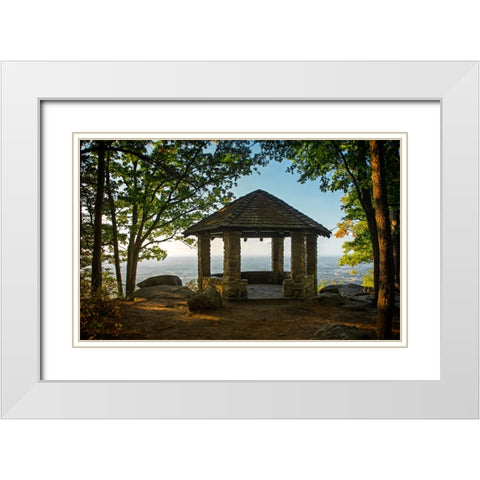 Fall Gazebo Overlook White Modern Wood Framed Art Print with Double Matting by Lee, Rachel