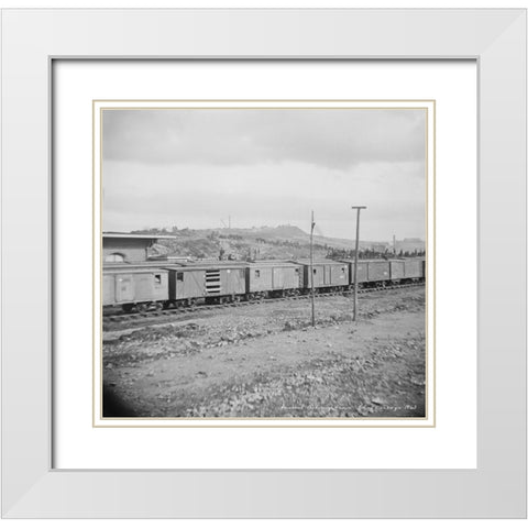 Federal Calvary Train Boxcars Chattanooga 1863 White Modern Wood Framed Art Print with Double Matting by Lee, Rachel