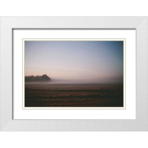 Foggy Field White Modern Wood Framed Art Print with Double Matting by Lee, Rachel