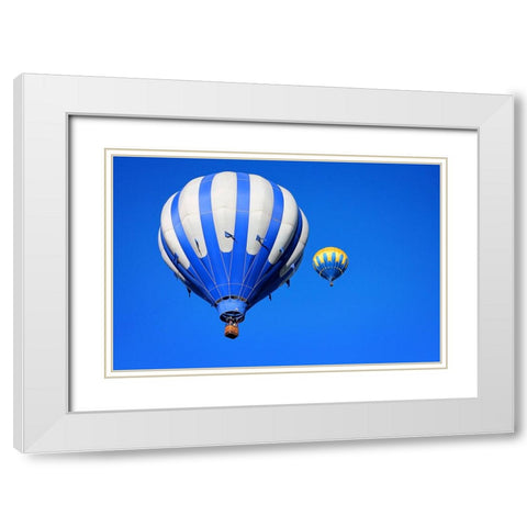 Hot Air Balloon 2 White Modern Wood Framed Art Print with Double Matting by Lee, Rachel