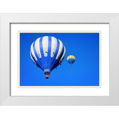 Hot Air Balloon 2 White Modern Wood Framed Art Print with Double Matting by Lee, Rachel