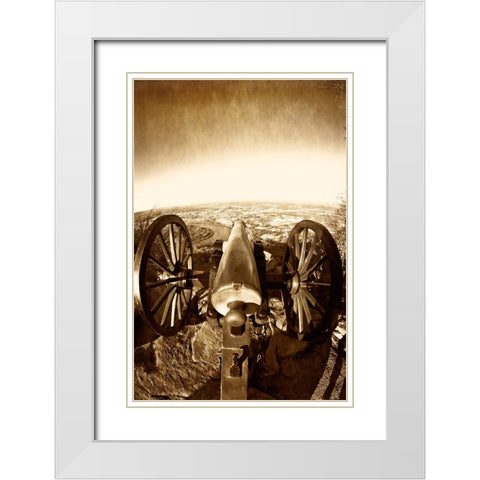Lookout Cannon 2 Sepia Glow White Modern Wood Framed Art Print with Double Matting by Lee, Rachel