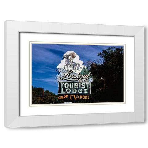 Lookout Mountain Tourist Lodge Sign 1980 Horizontal White Modern Wood Framed Art Print with Double Matting by Lee, Rachel
