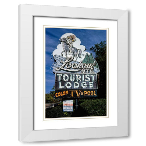 Lookout Mountain Tourist Lodge Sign 1980 Vertical White Modern Wood Framed Art Print with Double Matting by Lee, Rachel
