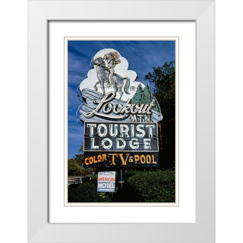 Lookout Mountain Tourist Lodge Sign 1980 Vertical White Modern Wood Framed Art Print with Double Matting by Lee, Rachel
