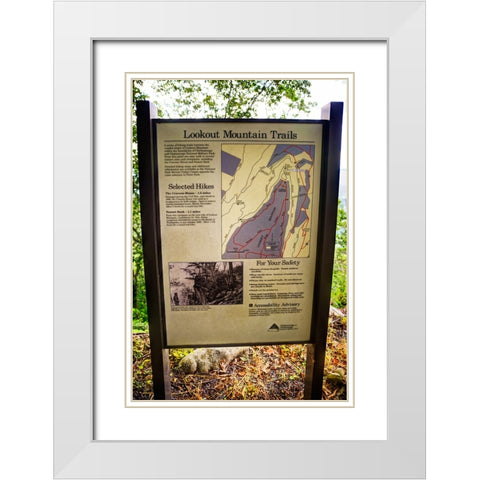 Lookout Mountain Trails Sign White Modern Wood Framed Art Print with Double Matting by Lee, Rachel