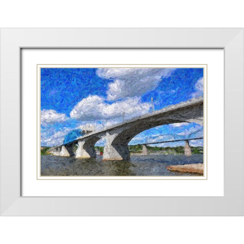 Market Bridge Oil Painting White Modern Wood Framed Art Print with Double Matting by Lee, Rachel