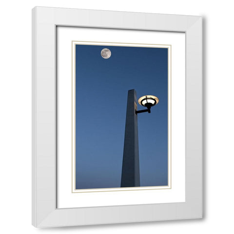 Market Lamp and Moon White Modern Wood Framed Art Print with Double Matting by Lee, Rachel