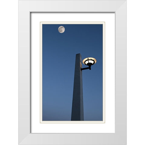 Market Lamp and Moon White Modern Wood Framed Art Print with Double Matting by Lee, Rachel