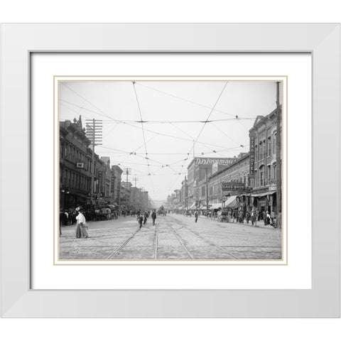 Market Square Chattanooga 1907 White Modern Wood Framed Art Print with Double Matting by Lee, Rachel