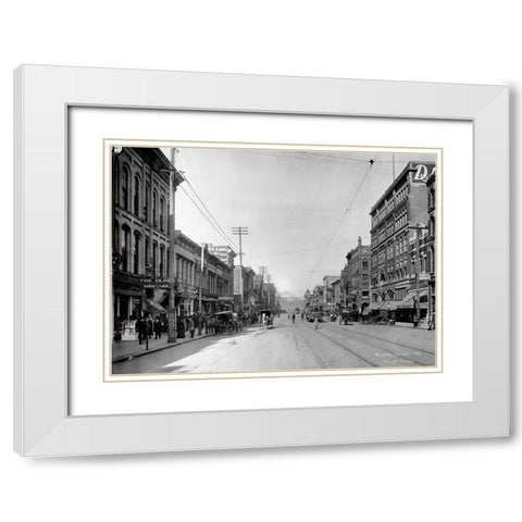 Market Street 1907 White Modern Wood Framed Art Print with Double Matting by Lee, Rachel