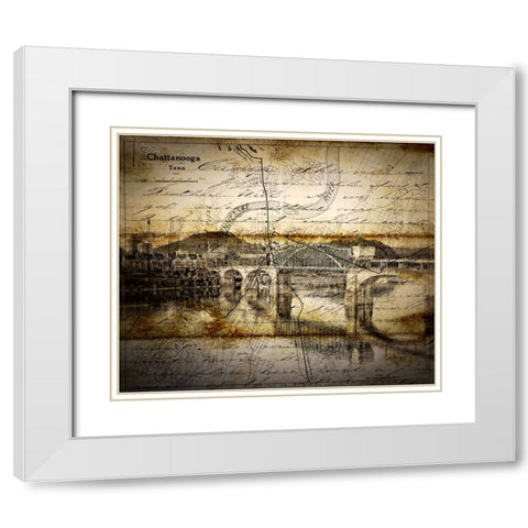 Market To Lookout Textured w Writing White Modern Wood Framed Art Print with Double Matting by Lee, Rachel