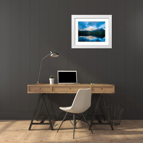 Mountain Lake 21 White Modern Wood Framed Art Print with Double Matting by Lee, Rachel