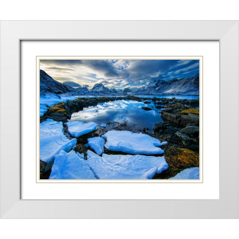 Mountain Lake 32 White Modern Wood Framed Art Print with Double Matting by Lee, Rachel
