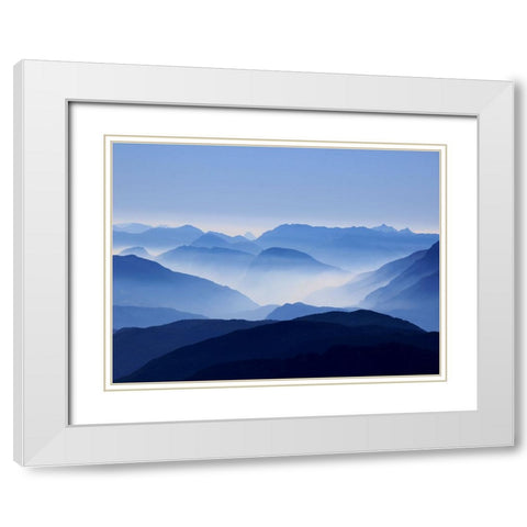 Mountain View 1 White Modern Wood Framed Art Print with Double Matting by Lee, Rachel