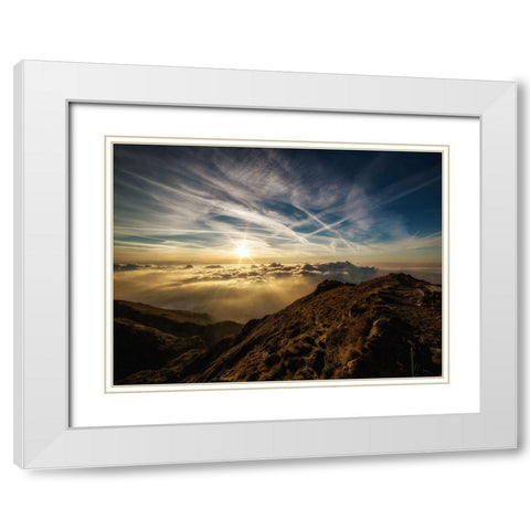 Mountain View 28 White Modern Wood Framed Art Print with Double Matting by Lee, Rachel