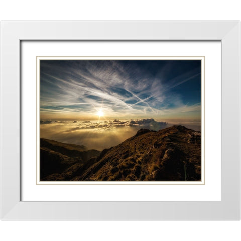 Mountain View 28 White Modern Wood Framed Art Print with Double Matting by Lee, Rachel