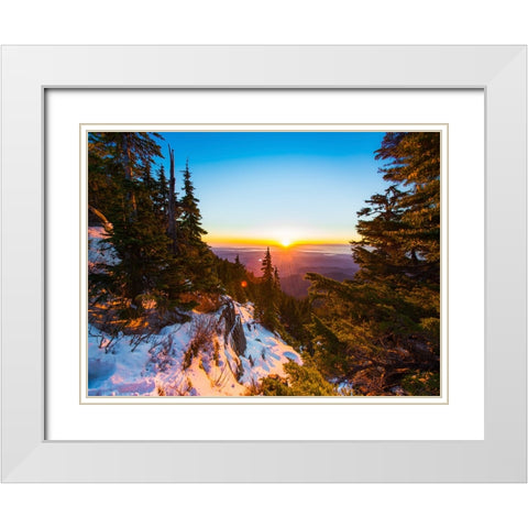 Mountain View 30 White Modern Wood Framed Art Print with Double Matting by Lee, Rachel
