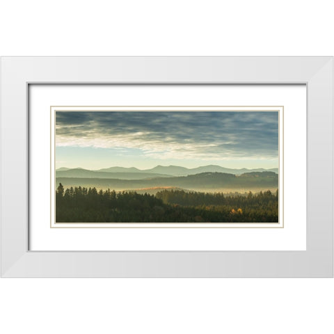Mountain View 31 White Modern Wood Framed Art Print with Double Matting by Lee, Rachel