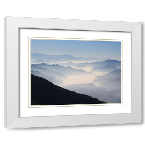 Mountain View 34 White Modern Wood Framed Art Print with Double Matting by Lee, Rachel