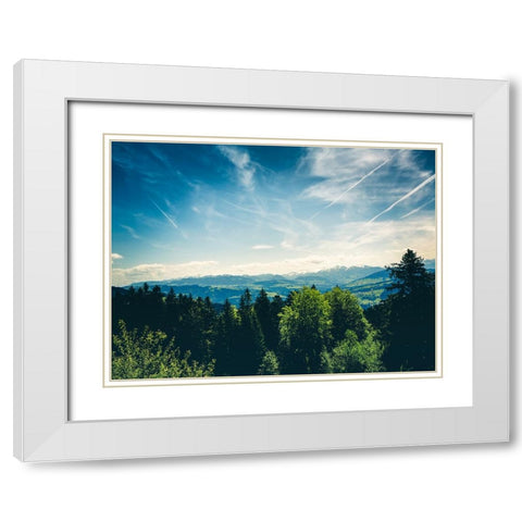 Mountain View 41 White Modern Wood Framed Art Print with Double Matting by Lee, Rachel
