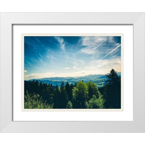 Mountain View 41 White Modern Wood Framed Art Print with Double Matting by Lee, Rachel
