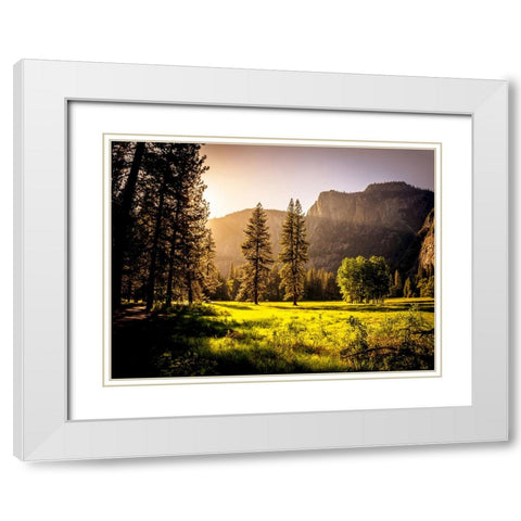 Mountain View 42 White Modern Wood Framed Art Print with Double Matting by Lee, Rachel