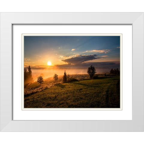 Mountain View 43 White Modern Wood Framed Art Print with Double Matting by Lee, Rachel