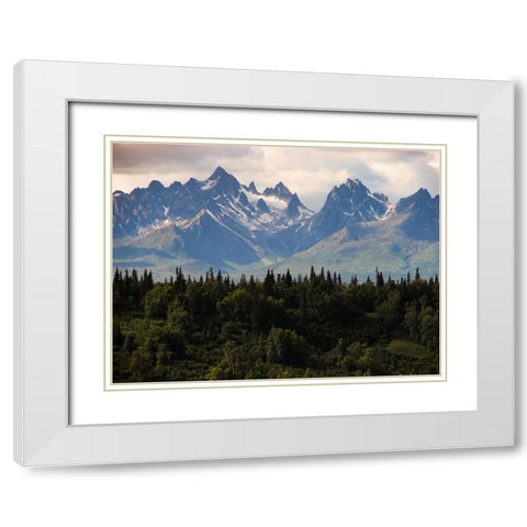 Mountain View 44 White Modern Wood Framed Art Print with Double Matting by Lee, Rachel